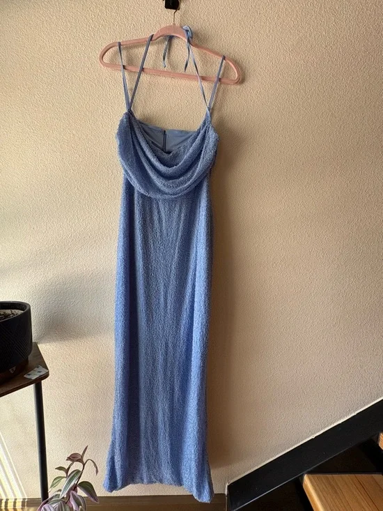 Oh Polly Embellished Cowl Neck Maxi Dress in Powder Blue - Picture 4 of 9